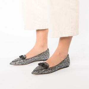 Kate Spade Poppy Flats Black and Silver  Glitter Bow